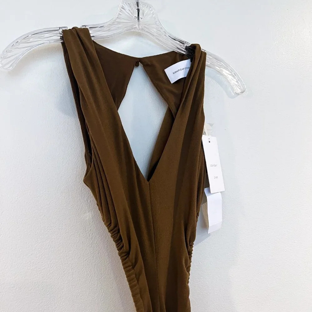 Significant Other Ingrid Cutout Back Adjustable Formal Dress in Dark Gold - Picture 7 of 9